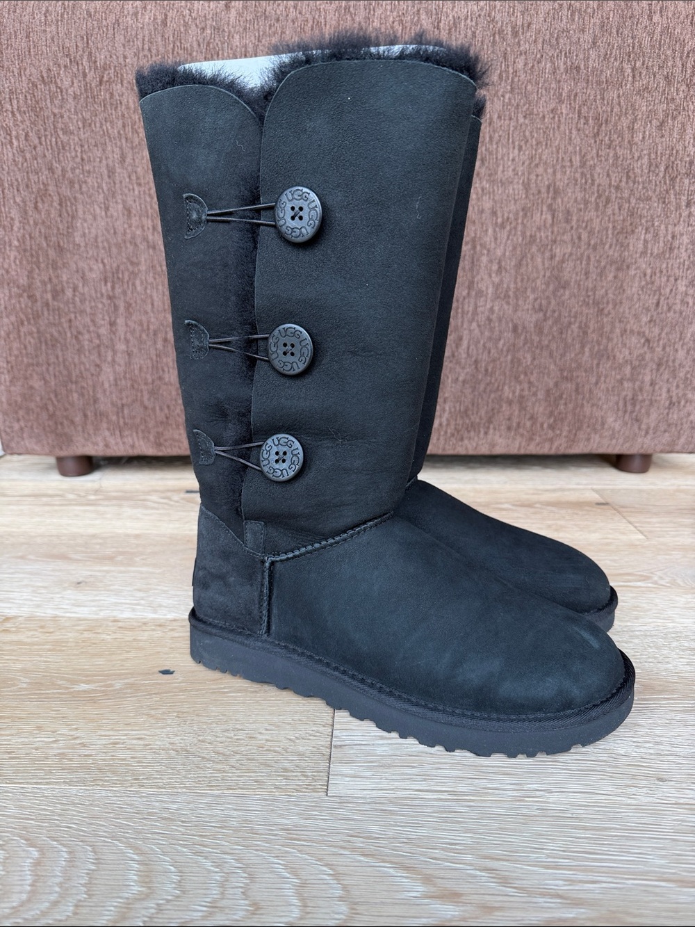 UGG Tall Button Boot in Black Suede